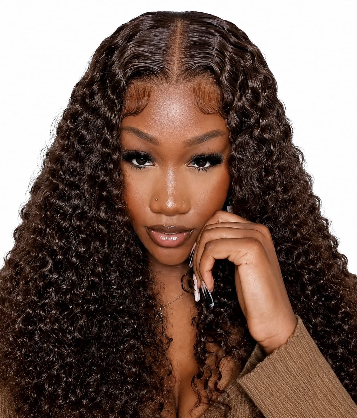 13X4 Chocolate Water Wave Wig