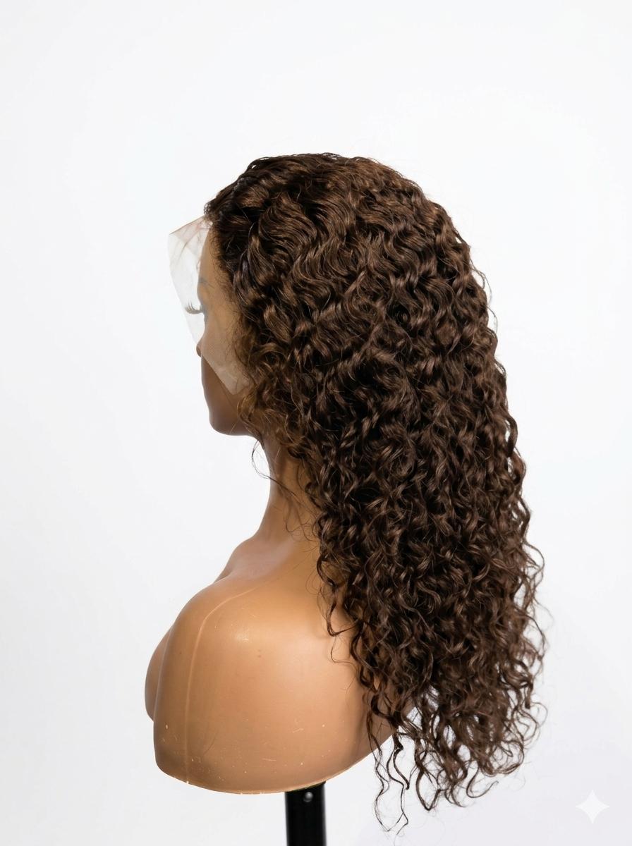 13x4 Luxury Glueless Frontal Wig – Water Wave | Chocolate Brown (20 Inch)