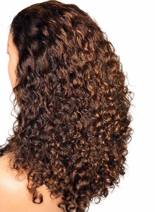 13x4 Double Drawn Pixie Layer Italian Curls Wig — 100% Premium Human Hair | P4/30 Highlight | 250% Density