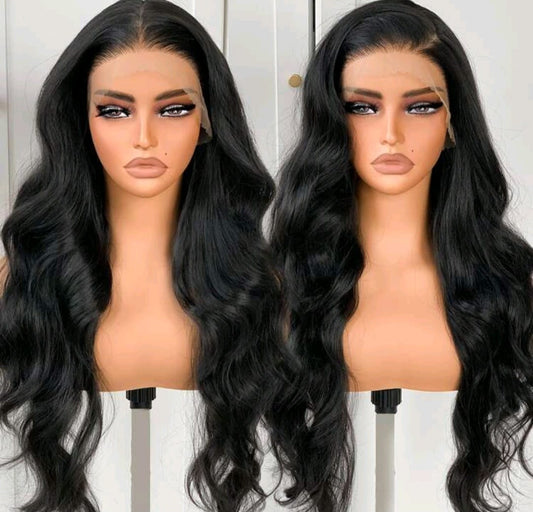28" Black Body Wave Lace Frontal Wig | 180% Density
