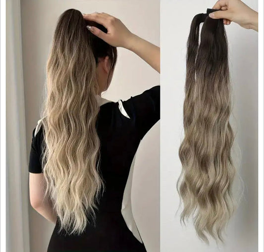 Claw Clip Ponytail Extension | 24" Water Wave, Big Wavy & Curly