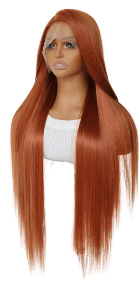 32" Dark Orange Glueless Lace Front Wig | Bold, Dramatic & Long